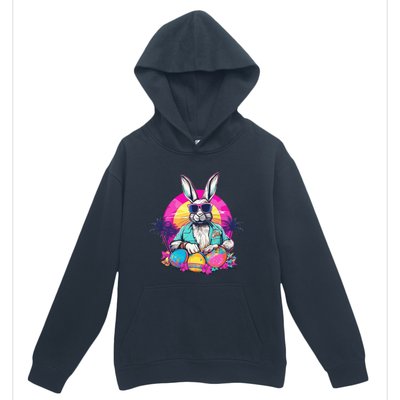 Cute Easter Bunny Retro Miami Look Colourful Eggs Urban Pullover Hoodie