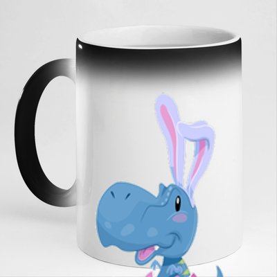 Cute Easter Baby Dinosaur Easter Egg 11oz Black Color Changing Mug