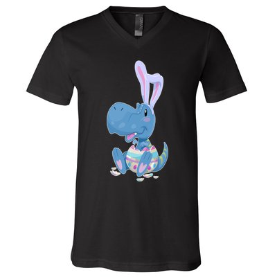 Cute Easter Baby Dinosaur Easter Egg V-Neck T-Shirt