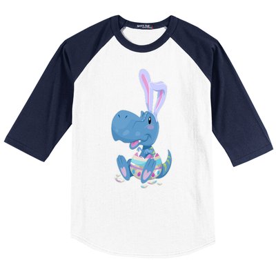 Cute Easter Baby Dinosaur Easter Egg Baseball Sleeve Shirt