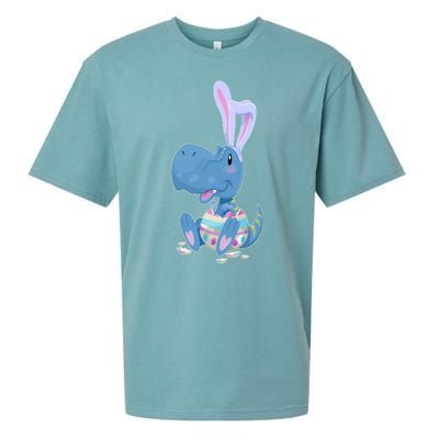 Cute Easter Baby Dinosaur Easter Egg Sueded Cloud Jersey T-Shirt