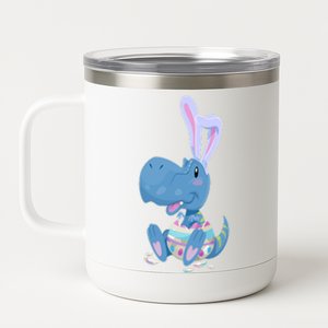 Cute Easter Baby Dinosaur Easter Egg 12 oz Stainless Steel Tumbler Cup