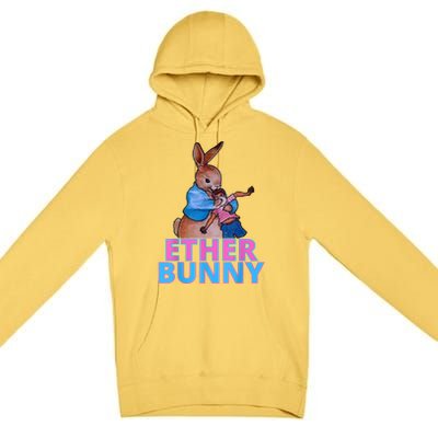 Colored Ether Bunny Easter Premium Pullover Hoodie