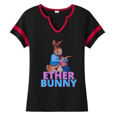 Colored Ether Bunny Easter Ladies Halftime Notch Neck Tee