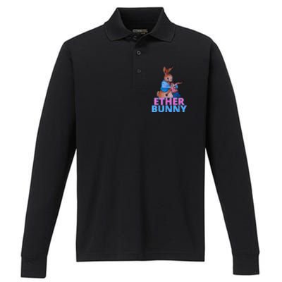 Colored Ether Bunny Easter Performance Long Sleeve Polo