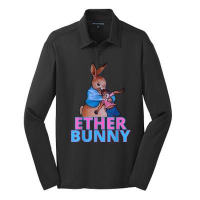 Colored Ether Bunny Easter Silk Touch Performance Long Sleeve Polo