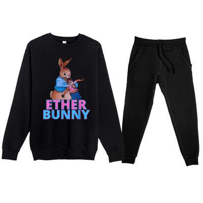 Colored Ether Bunny Easter Premium Crewneck Sweatsuit Set