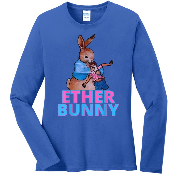 Colored Ether Bunny Easter Ladies Long Sleeve Shirt