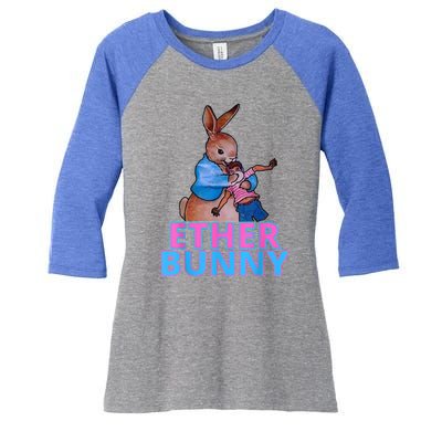 Colored Ether Bunny Easter Women's Tri-Blend 3/4-Sleeve Raglan Shirt