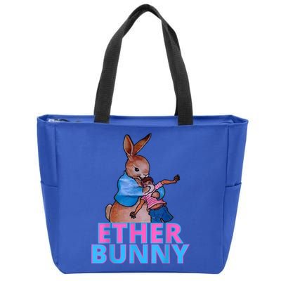 Colored Ether Bunny Easter Zip Tote Bag