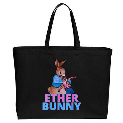 Colored Ether Bunny Easter Cotton Canvas Jumbo Tote