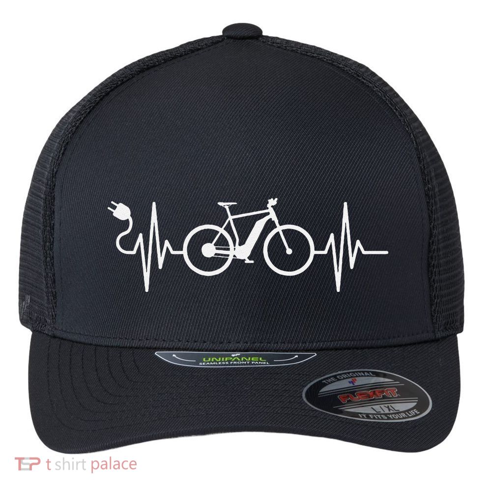 Cycling Electric Bicycle Cyclist Ebike Flexfit Unipanel Trucker Cap