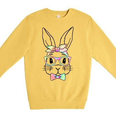 Cute Easter Bunny Pastel Tie Dye Bow Tie Glasses Premium Crewneck Sweatshirt