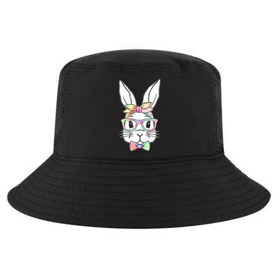 Cute Easter Bunny Pastel Tie Dye Bow Tie Glasses Cool Comfort Performance Bucket Hat