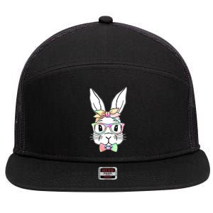 Cute Easter Bunny Pastel Tie Dye Bow Tie Glasses 7 Panel Mesh Trucker Snapback Hat