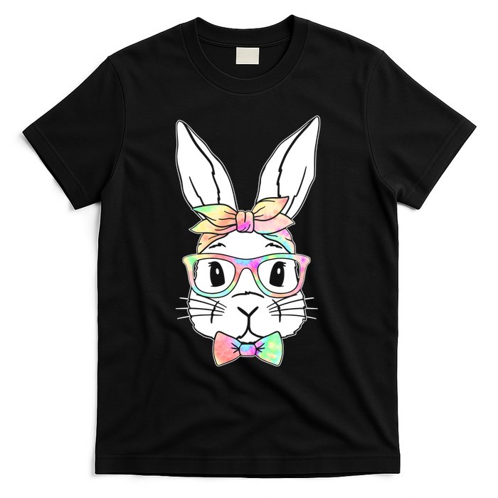 Cute Easter Bunny Pastel Tie Dye Bow Tie Glasses T-Shirt