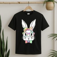 Cute Easter Bunny Pastel Tie Dye Bow Tie Glasses T-Shirt