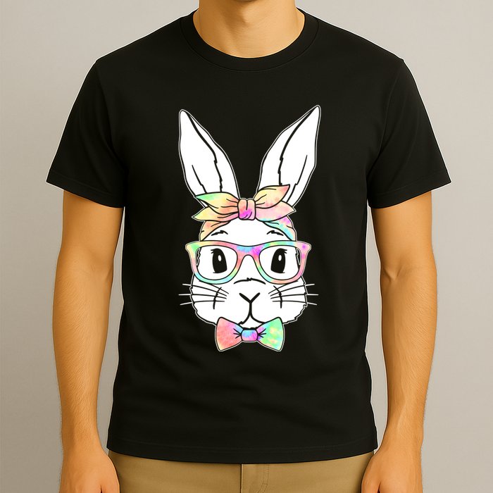 Cute Easter Bunny Pastel Tie Dye Bow Tie Glasses T-Shirt