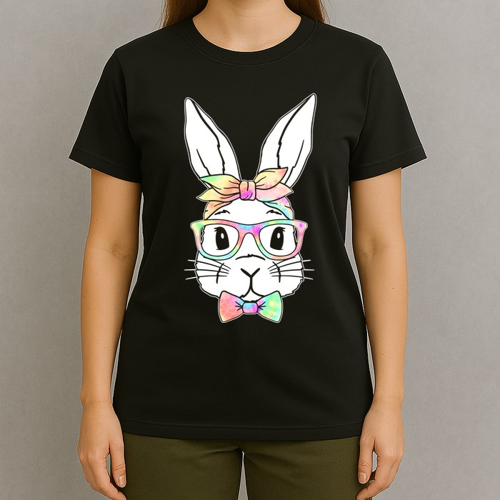 Cute Easter Bunny Pastel Tie Dye Bow Tie Glasses T-Shirt