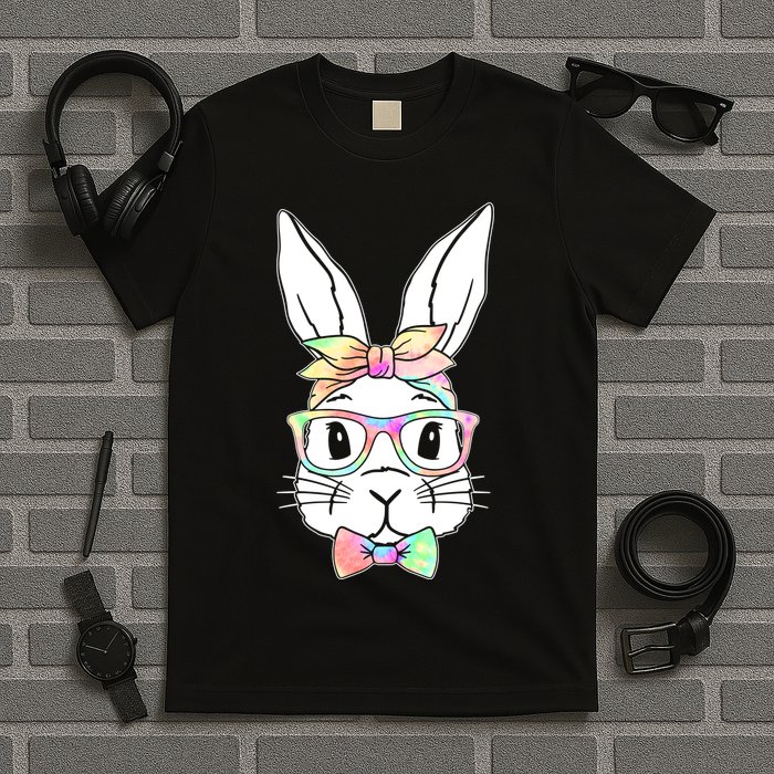 Cute Easter Bunny Pastel Tie Dye Bow Tie Glasses T-Shirt