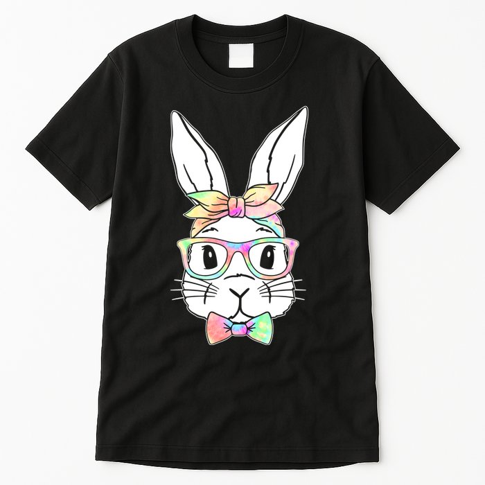 Cute Easter Bunny Pastel Tie Dye Bow Tie Glasses Tall T-Shirt