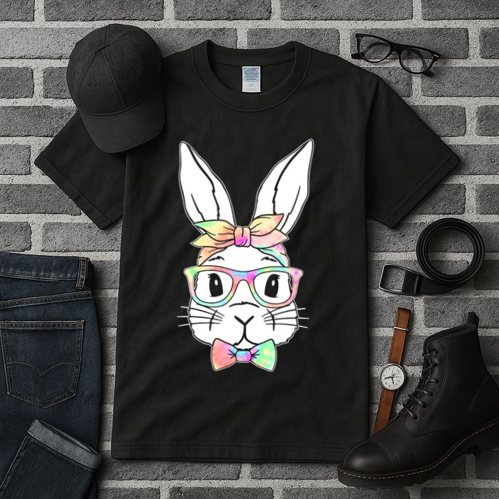 Cute Easter Bunny Pastel Tie Dye Bow Tie Glasses Tall T-Shirt