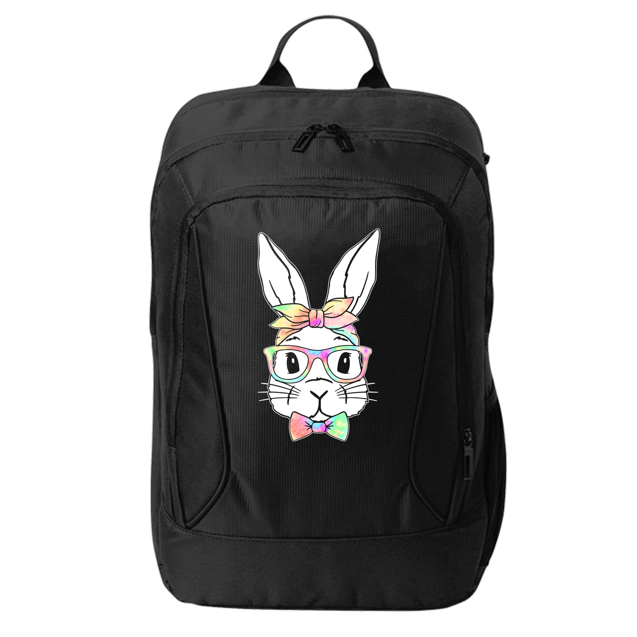 Cute Easter Bunny Pastel Tie Dye Bow Tie Glasses City Backpack