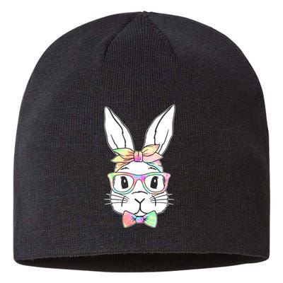 Cute Easter Bunny Pastel Tie Dye Bow Tie Glasses Sustainable Beanie
