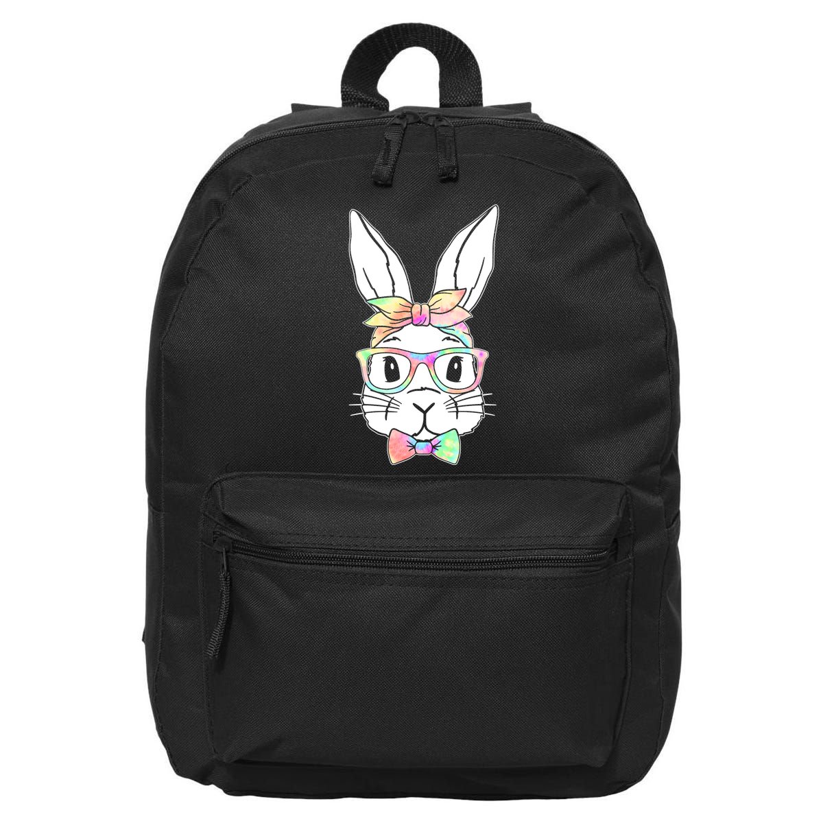 Cute Easter Bunny Pastel Tie Dye Bow Tie Glasses 16 in Basic Backpack