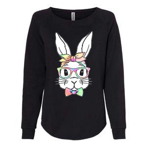 Cute Easter Bunny Pastel Tie Dye Bow Tie Glasses Womens California Wash Sweatshirt