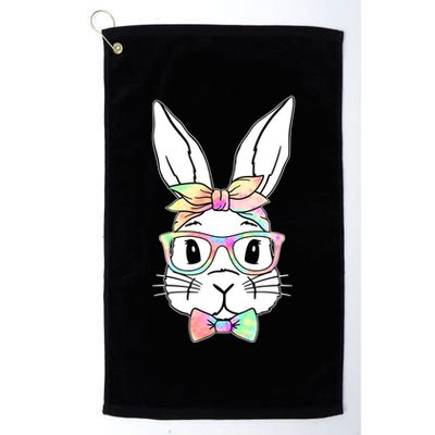Cute Easter Bunny Pastel Tie Dye Bow Tie Glasses Golf Towel