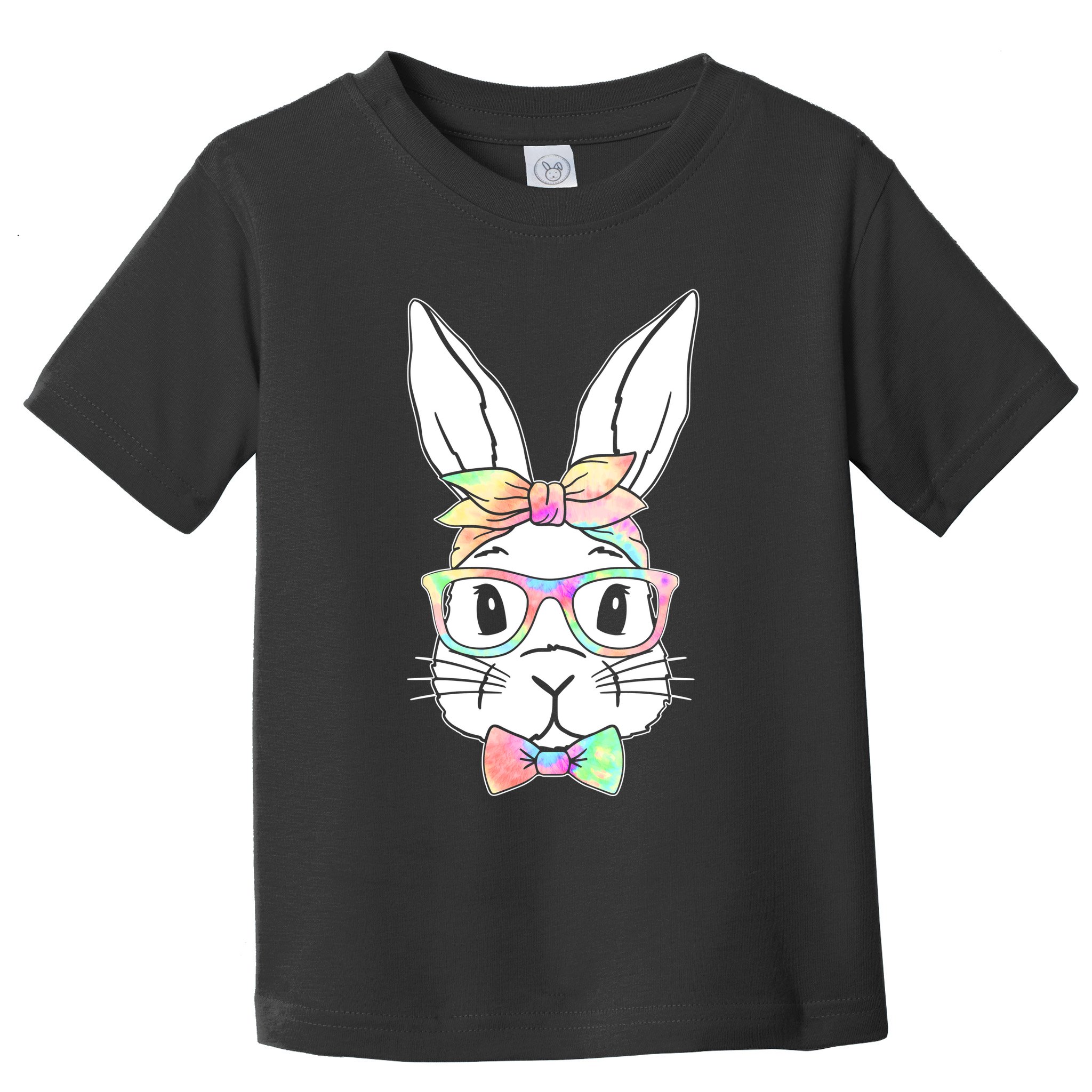 Cute Easter Bunny Pastel Tie Dye Bow Tie Glasses Toddler T-Shirt