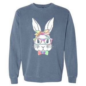 Cute Easter Bunny Pastel Tie Dye Bow Tie Glasses Garment-Dyed Sweatshirt