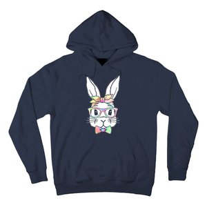 Cute Easter Bunny Pastel Tie Dye Bow Tie Glasses Hoodie