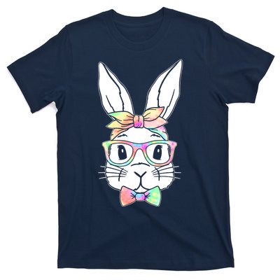 Cute Easter Bunny Pastel Tie Dye Bow Tie Glasses T-Shirt