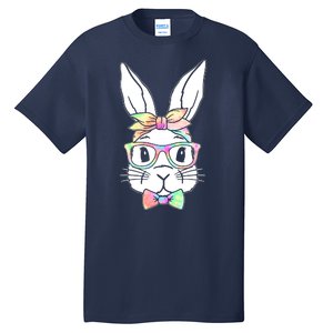 Cute Easter Bunny Pastel Tie Dye Bow Tie Glasses Tall T-Shirt