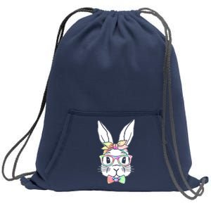 Cute Easter Bunny Pastel Tie Dye Bow Tie Glasses Sweatshirt Cinch Pack Bag