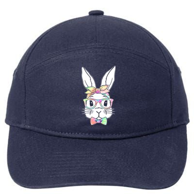 Cute Easter Bunny Pastel Tie Dye Bow Tie Glasses 7-Panel Snapback Hat