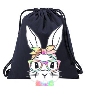 Cute Easter Bunny Pastel Tie Dye Bow Tie Glasses Drawstring Bag