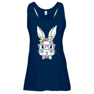 Cute Easter Bunny Pastel Tie Dye Bow Tie Glasses Ladies Essential Flowy Tank