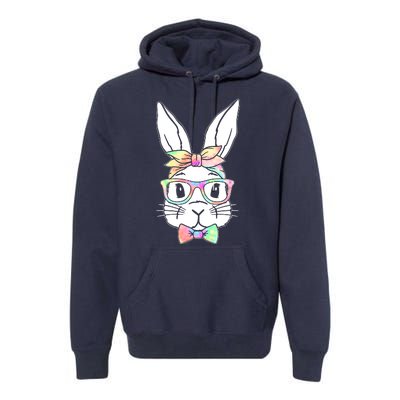 Cute Easter Bunny Pastel Tie Dye Bow Tie Glasses Premium Hoodie