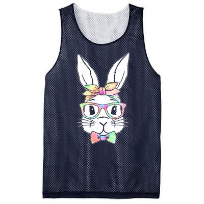 Cute Easter Bunny Pastel Tie Dye Bow Tie Glasses Mesh Reversible Basketball Jersey Tank