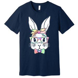 Cute Easter Bunny Pastel Tie Dye Bow Tie Glasses Premium T-Shirt