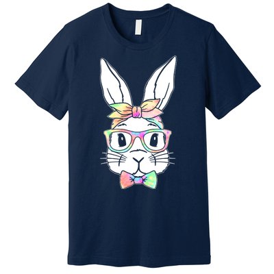 Cute Easter Bunny Pastel Tie Dye Bow Tie Glasses Premium T-Shirt