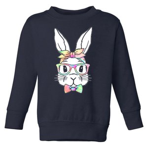 Cute Easter Bunny Pastel Tie Dye Bow Tie Glasses Toddler Sweatshirt