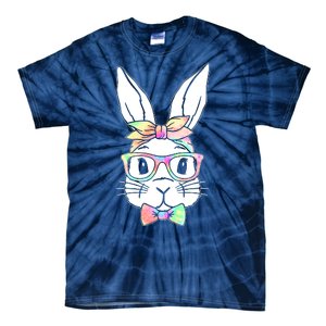 Cute Easter Bunny Pastel Tie Dye Bow Tie Glasses Tie-Dye T-Shirt