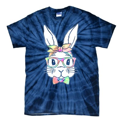 Cute Easter Bunny Pastel Tie Dye Bow Tie Glasses Tie-Dye T-Shirt