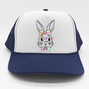 Cute Easter Bunny Pastel Tie Dye Bow Tie Glasses Trucker Hat