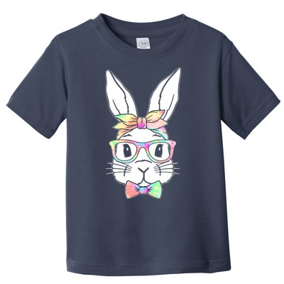 Cute Easter Bunny Pastel Tie Dye Bow Tie Glasses Toddler T-Shirt