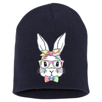 Cute Easter Bunny Pastel Tie Dye Bow Tie Glasses Short Acrylic Beanie